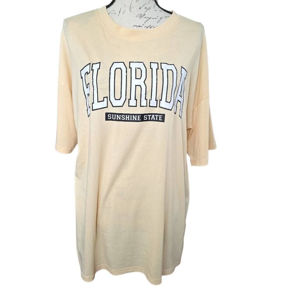 Shein Women's Size Small Light Peach Oversized Florida Sunshine State T-Shirt
